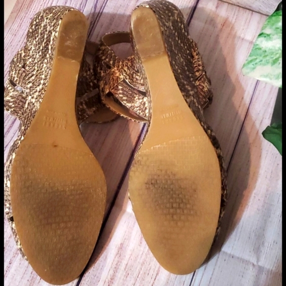 Stuart Weitzman Snakeskin Wedge Sandals - Picture 9 of 9